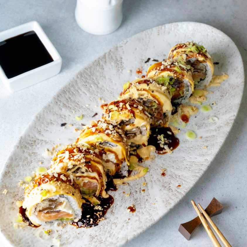 Roll with tempura pumpkin and Cheddar cheese - JS recipe